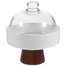Ceramic Cake Stand With Dome High-Footed Dessert Tray For Party