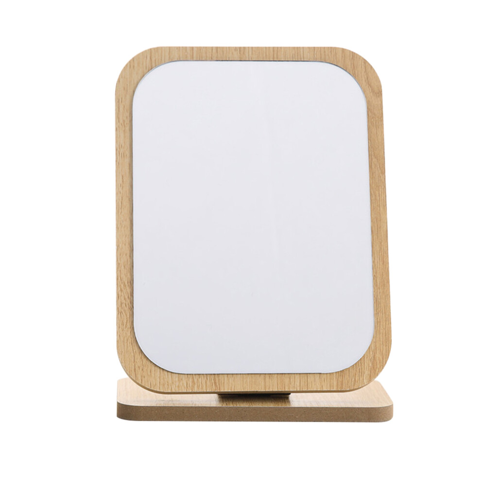Villcase Beige 1Pc Large Bamboo Makeup Mirror Foldable Desktop Mirror