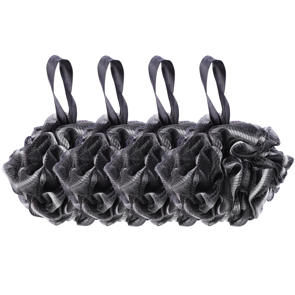 Aboofan Black 4Pcs Bath Sponge Loofah Mesh Scrubber For Home