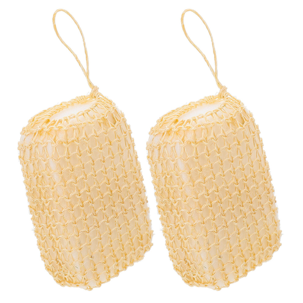 Villcase 2Pcs Natural Sisal Sponge Brush Exfoliating Body Scrubber For Home