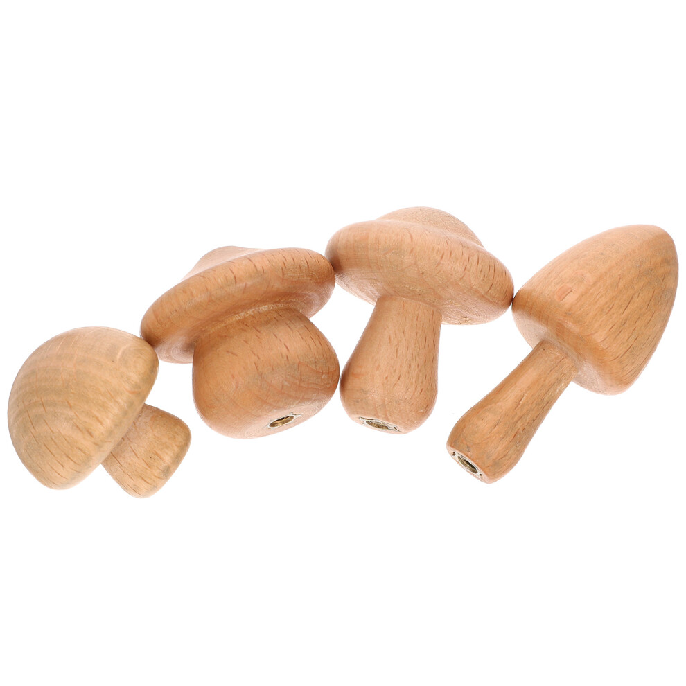 4Pcs Wooden Mushroom Coat Hook Nail Free Wall Hanger 3353942898776