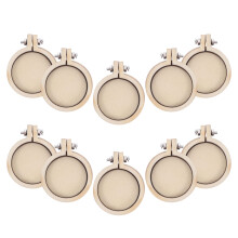 50Stk Mini Stickrahmen Holz Beige Rund Handarbeit Für Schmuck &