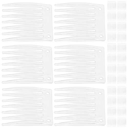 100Pcs White Plastic Fork Wig Clips Combs Caps Accessory