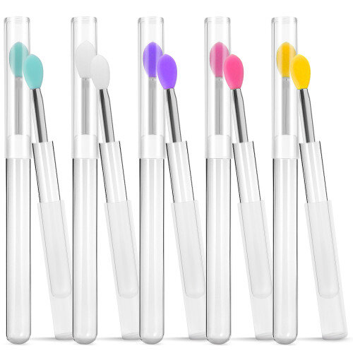 10 Pcs Silicone Lip Brushes Reusable With Lids 1