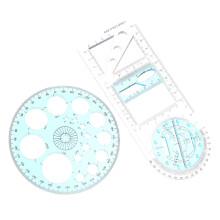 2Pcs Students Drawing Scales Geometric Template Measuring Tools
