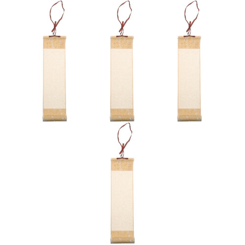 4Pcs Chinese Calligraphy Scroll Blank Hanging Wall Ornament For Office 2