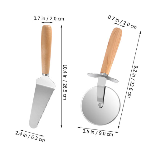 One Set Stainless Steel Pizza Cutter Wheel And Server 1