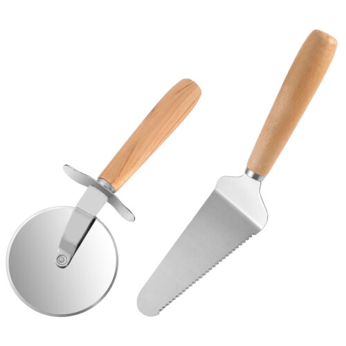 One Set Stainless Steel Pizza Cutter Wheel And Server 2