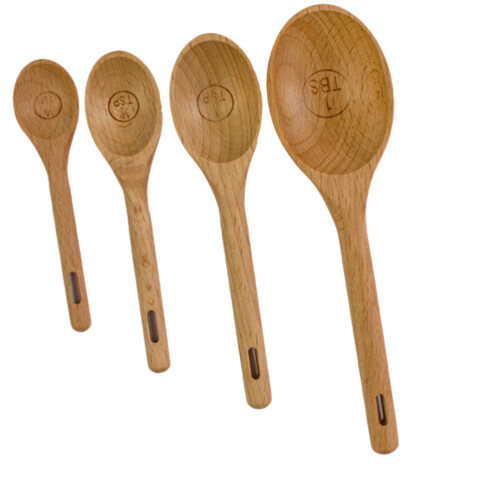 4Pcs Bakery Scoop Measuring Spoon Set Beech Teaspoon Cooking Cups 2