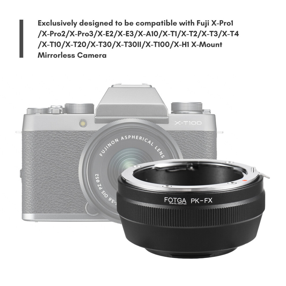 Manual Lens Adapter Ring For Pentax K To Fuji X-Mount, Aluminum Alloy, Black 7901352119804