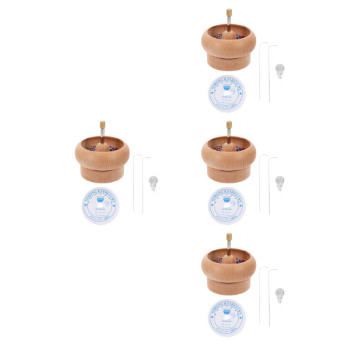 4 Sets Diy Beading Bowl Wooden Spinner With Needle 2