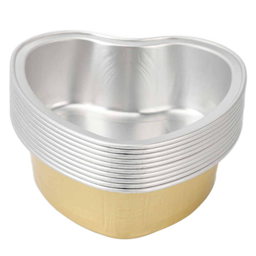 Golden 10Pcs Heart-Shaped Aluminum Wax Melting Bowls 8.8X8.3cm