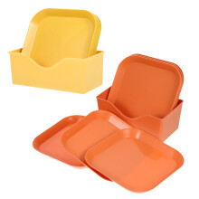 1 Set Quadratische Speiseteller 5,7 Zoll Mit Tablett Für Snacks
