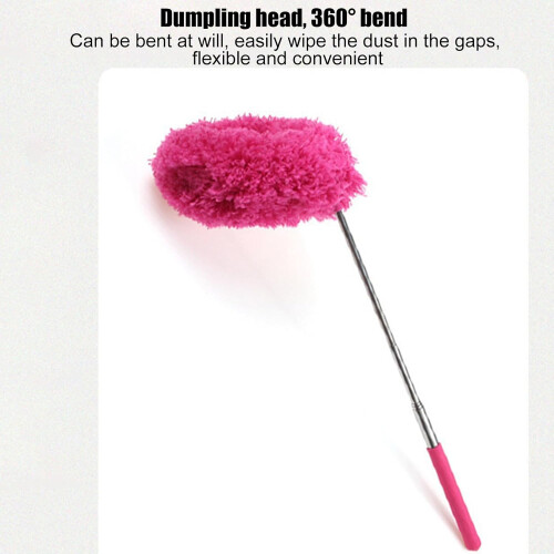 Retractable Feather Duster Extendable Microfiber Duster For Ceiling Fan Bendable Head Reusable Dust Remover Red 2