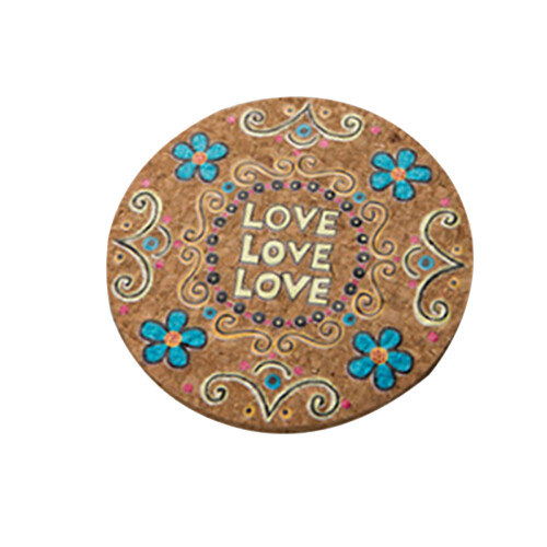 1 Pc Round Natural Cork Coaster Heat Resistant Patterned Table Mat