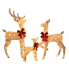 3Pcs Lighted Weather Proof Sparkling Deer Christmas Reindeer Family