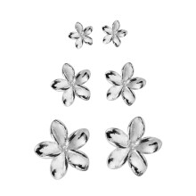 3 Pairs Flower Ear Studs Silver Earrings For Girls