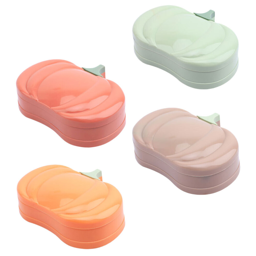 4Pcs Bathroom Soap Boxes With Lid Double Compartment Pumpkin Design-image-OPC-PKXBJBN-NEW