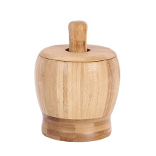 Bamboo Garlic Press Pot Mortar And Pestle Set With Lid