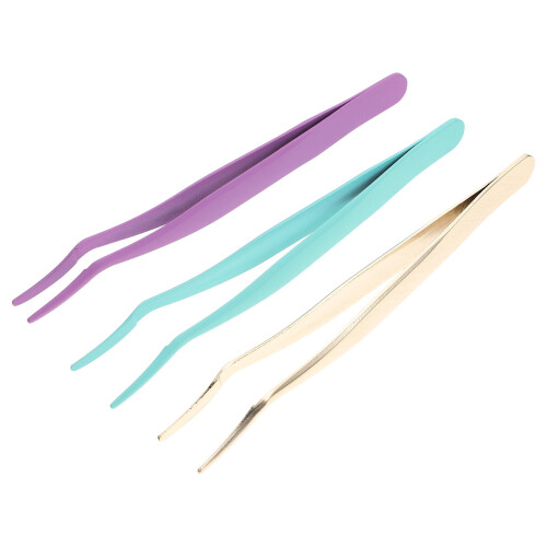 3Pcs Eyelash Extensions Tweezers Applicator Tools Clips