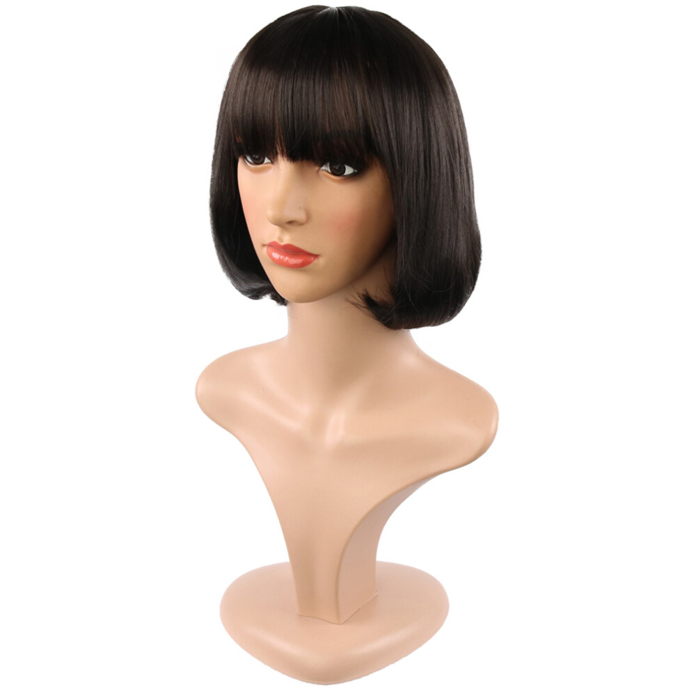 Artibetter Realistic Fiber Short Wig For Women Girls Black 57 Cm