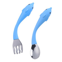 1 Set 2 Pcs Stainless Steel Spoon Fork For Baby Toddler Tableware