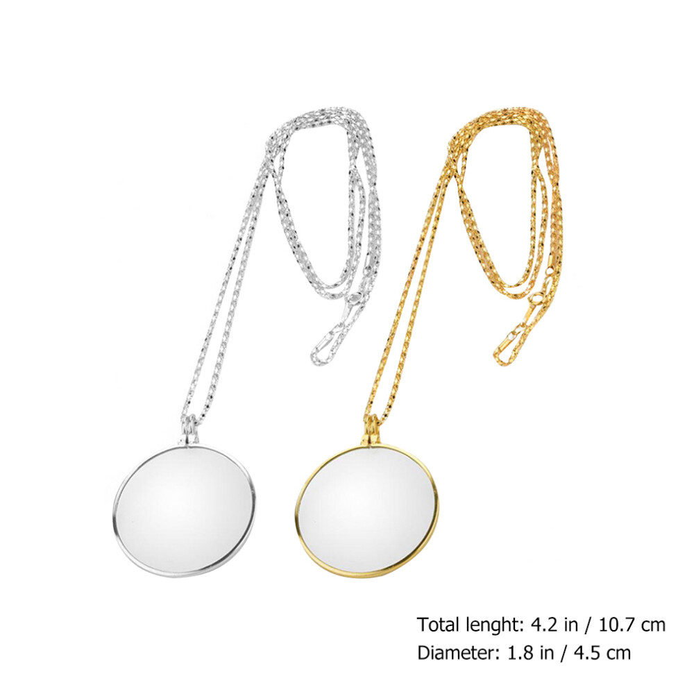 Artibetter 2 Pcs Magnifier Necklaces Reading Magnifying Glass Pendants
