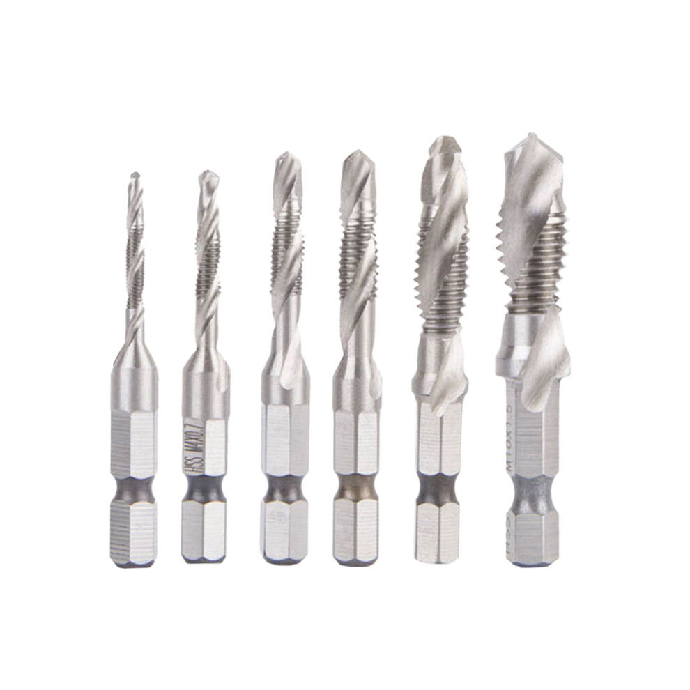 6Pcs Hex Hss Steel Spiral Screw Metric Tap Drill Bit Short Type 3353972902757