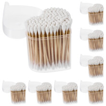 Di Cotton Fioc Monouso Lungo in Legno E Cotone Per Viso