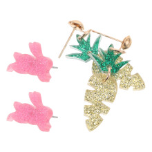 2Pcs Easter Carrot Rabbit Stud Earrings Acrylic Bunny For Women Girls