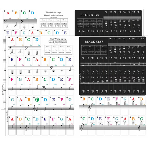 6 Sets Beginner Piano Keyboard Stickers For Electronic Organ