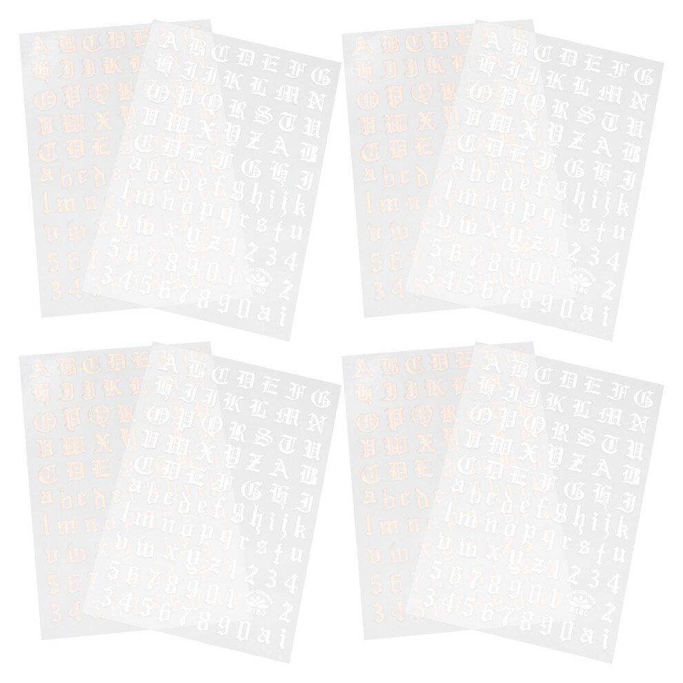 Artibetter 4 Sets Letter Number Nail Art Decals Diy Stickers For Women