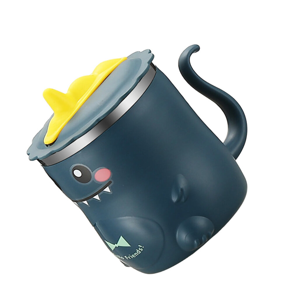 1Pc Stainless Steel Straw Cup Cartoon Dinosaur Baby Training Cup Blue Villcase
