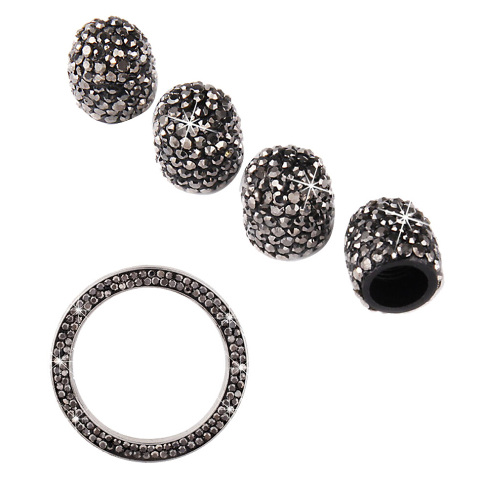 10 Pcs Auto Stem Caps Ignition Button Ring Rhinestone Key Decor Black-image-OPC-PKXBQPR-NEW