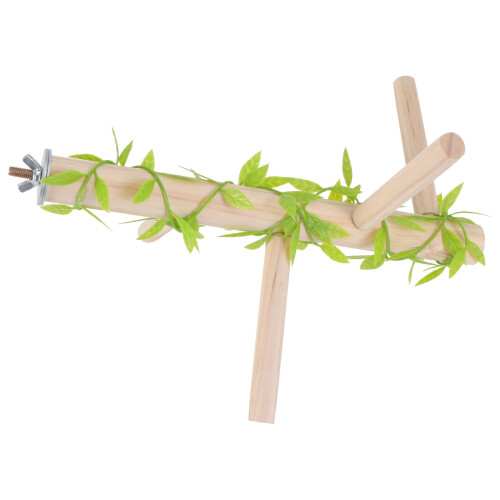 1Pc Parrot Standing Rack Tree Branch Bird Cage Pole 4 Fork Leaf Style