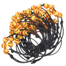 20Pcs Baseball Beads Charm Bracelet Adjustable Braided Sports Ball
