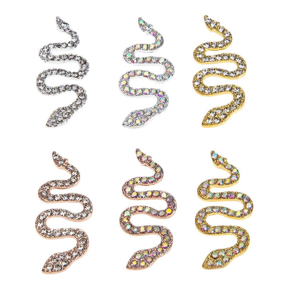 Iplusmile 12 Pcs Snake Nail Gems 3D Rhinestone Ornament Diy Nail Art Supplies