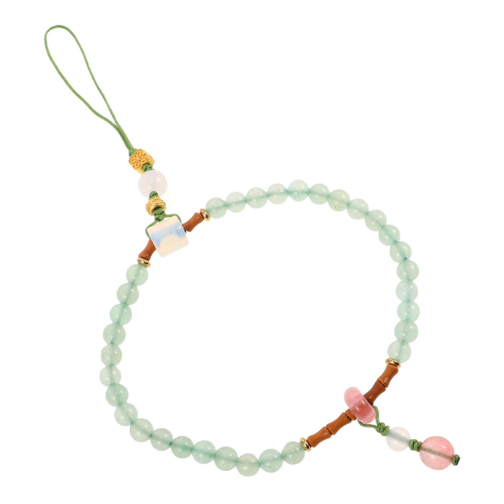 Gemstone Beaded Phone Charm Lanyard Wrist Strap With Natural Beads 032297199297