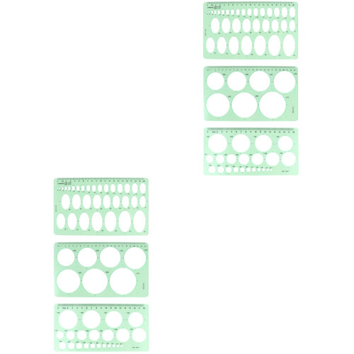 6 Pcs Light Green Plastic Geometric Rulers For Drafting 2