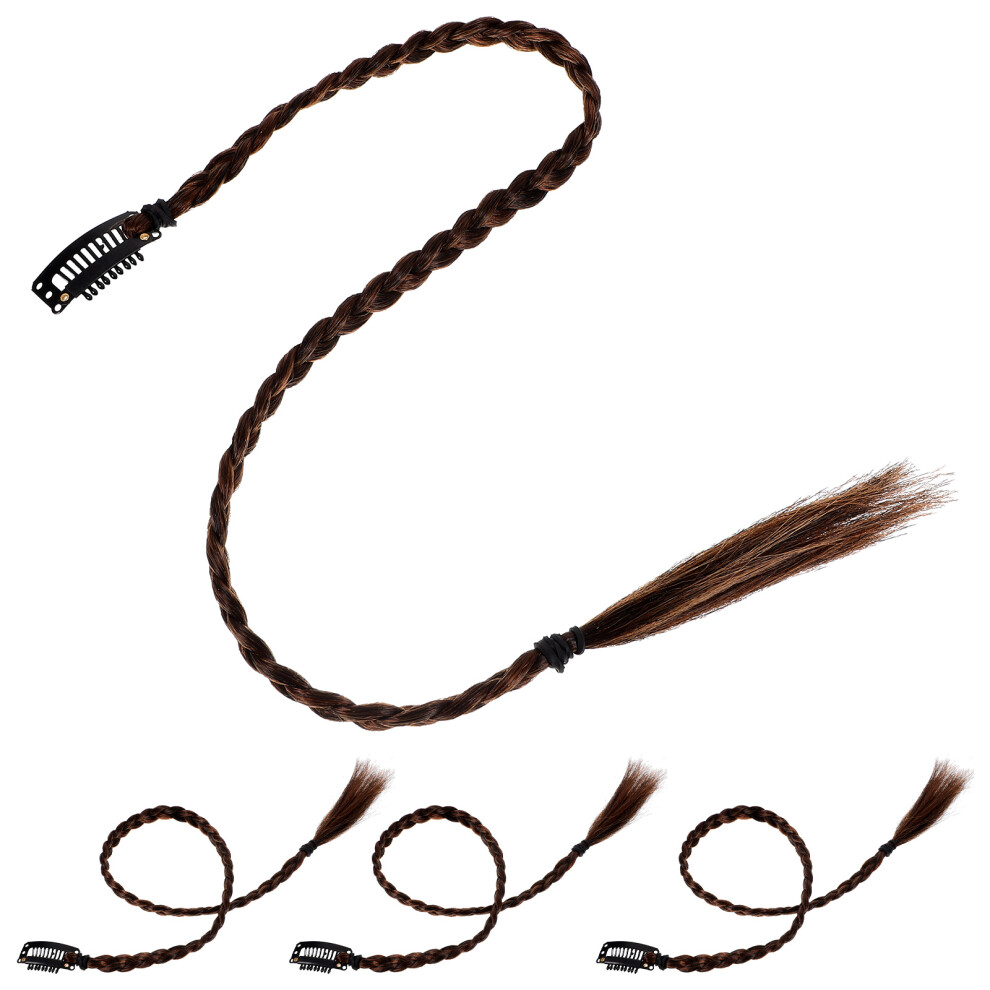 Vaguelly Unisex 16 Pcs Long Ponytail Extensions Braided Synthetic Hair For Women