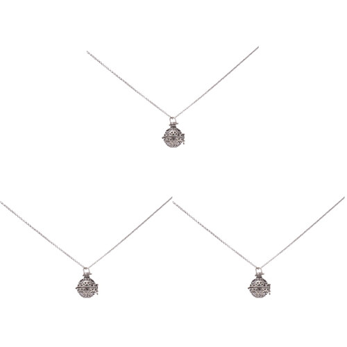 3Pcs Essential Oil Diffuser Necklace With Hollow Bronze Locket Pendant 1