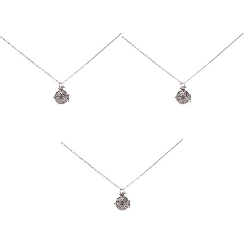 3Pcs Essential Oil Diffuser Necklace With Hollow Bronze Locket Pendant 2