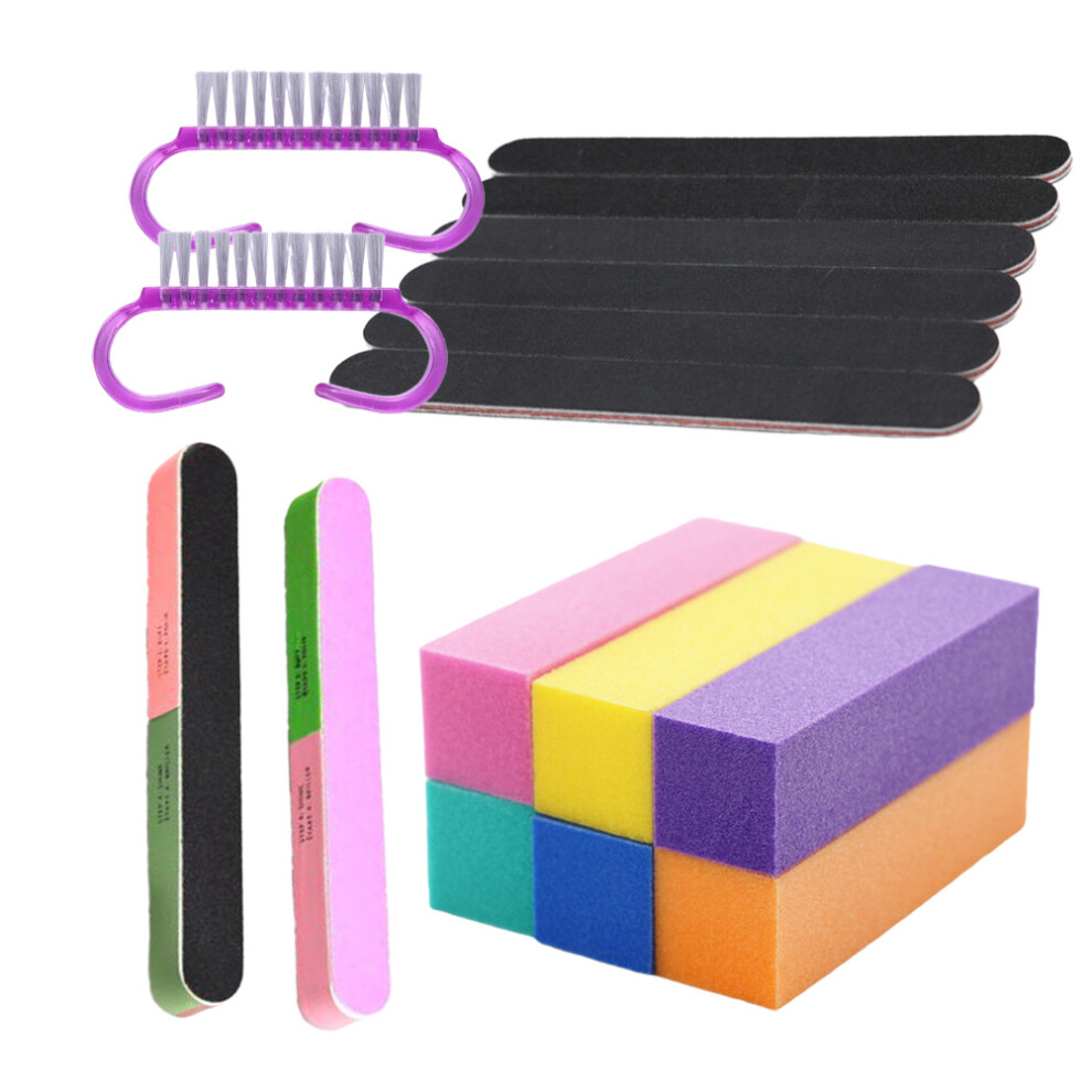 Happyyami 2 Sets Nail Files With Brush And Buffers For Manicure