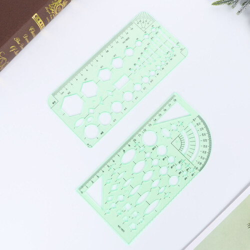 11 Pcs Green Transparent Expanded House Plan Template Geometric Rulers 2