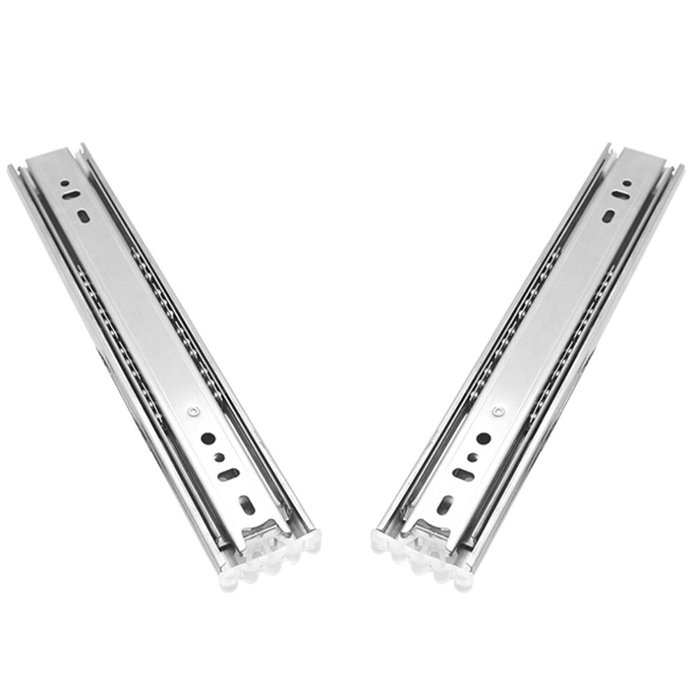 2Pcs Silver Steel Ball Slide Rail Cabinet Mute Drawer Track Extension 3354104802938