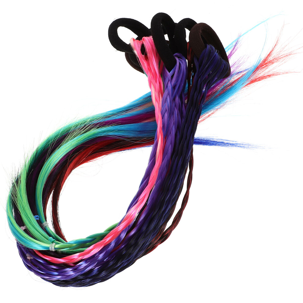 Inoomp Unisex 12Pcs Braided Hair Extensions Wigs Pieces Ponytail With Rope