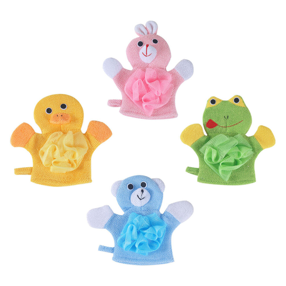 Artibetter 4Pcs Cartoon Kids Bathing Glove Shower Wipe Body Cleaner