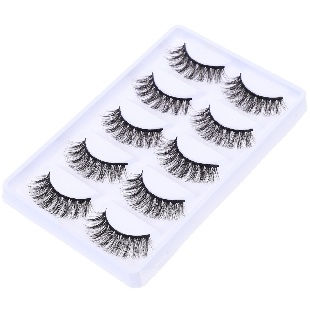 Artibetter Black 5Pairs 3D Fake Eyelashes Dense Curly Chemical Fiber For Home