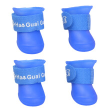 little pet dog anti-slip waterproof rubber boots size s blue