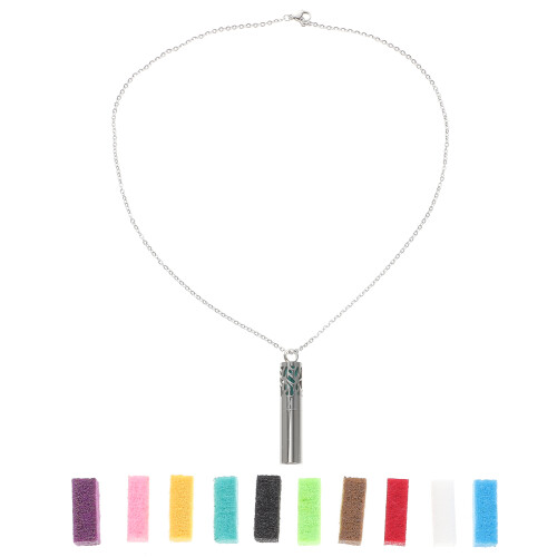 essential oil diffuser necklace with refill pads and chain 2